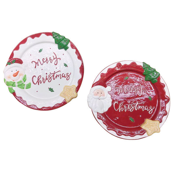 00001432 Διακοσμητική στρογγυλή πιατέλα merry Christmas