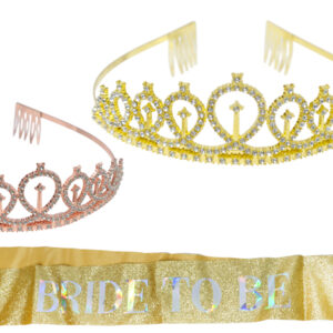 Σετ κορδέλα & στέμμα Bride TO BE