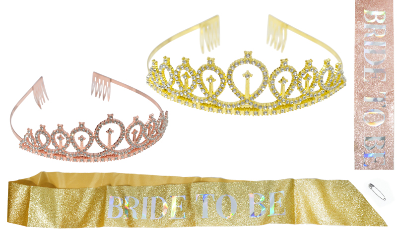 0621588 Σετ κορδέλα & στέμμα Bride TO BE