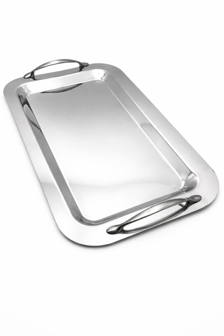 Δίσκος παραλληλόγραμμος INOX με λαβή ασημί
