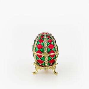 Cloisonne μπιζουτιέρα αυγό τύπου Φαμπερζέ πράσινο κόκκινο