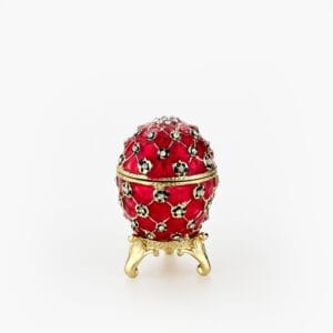 Cloisonne μπιζουτιέρα κόκκινο αυγό τύπου Φαμπερζέ