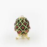 Cloisonne μπιζουτιέρα πράσινο αυγό τύπου Φαμπερζέ με τριαντάφυλλα
