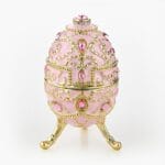 Cloisonne μπιζουτιέρα ροζ αυγό τύπου Φαμπερζέ με ροζ πέτρες