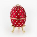 Cloisonne μπιζουτιέρα κόκκινο αυγό τύπου Φαμπερζέ