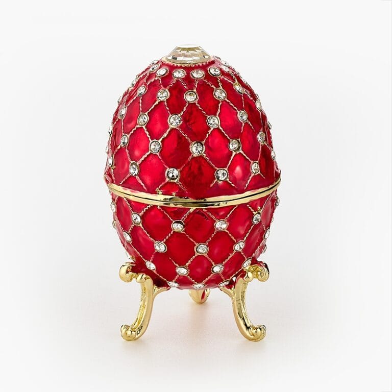 Cloisonne μπιζουτιέρα κόκκινο αυγό τύπου Φαμπερζέ