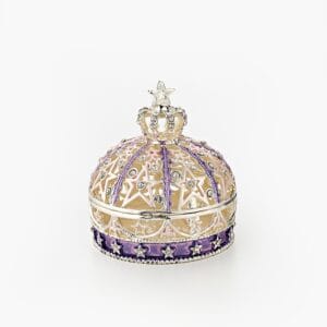 Cloisonne μπιζουτιέρα ασημί στέμμα με μωβ λεπτομέρειες
