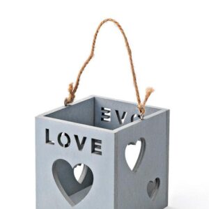 Ξύλινο κηροπήγιο Love γκρι