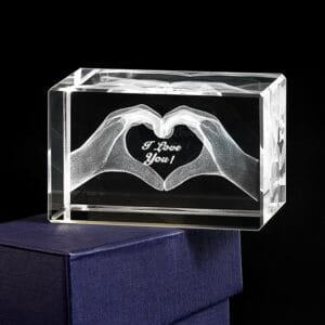 Κρυστάλλινο με 3D καρδιά Love You''