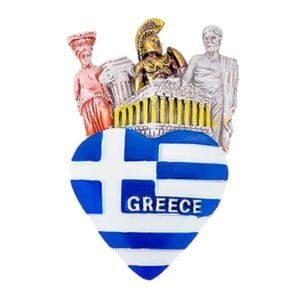 Μαγνητάκι καρδιά ελληνική σημαία ''Greece'' με αγάλματά