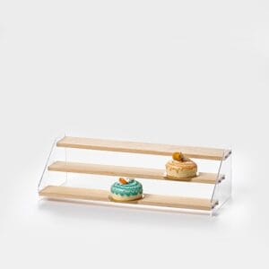 Σταντ προβολής προϊόντων 3-επιπέδων Plexiglass/ξύλο