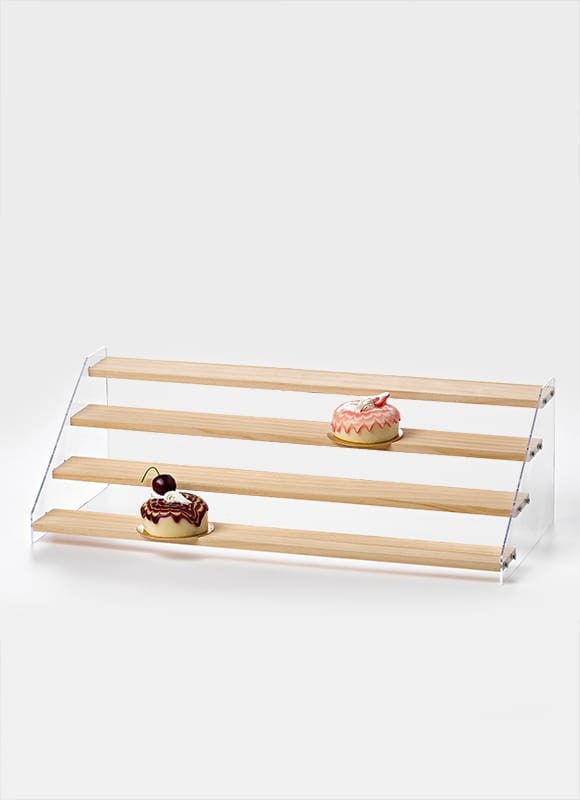 808-72385 Σταντ προβολής προϊόντων 4-επιπέδων Plexiglass/ξύλο