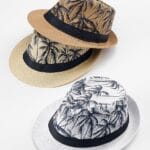 Καπέλο ψάθινο Trilby φοίνικες (σε 3 διαφορετικά χρώματα)