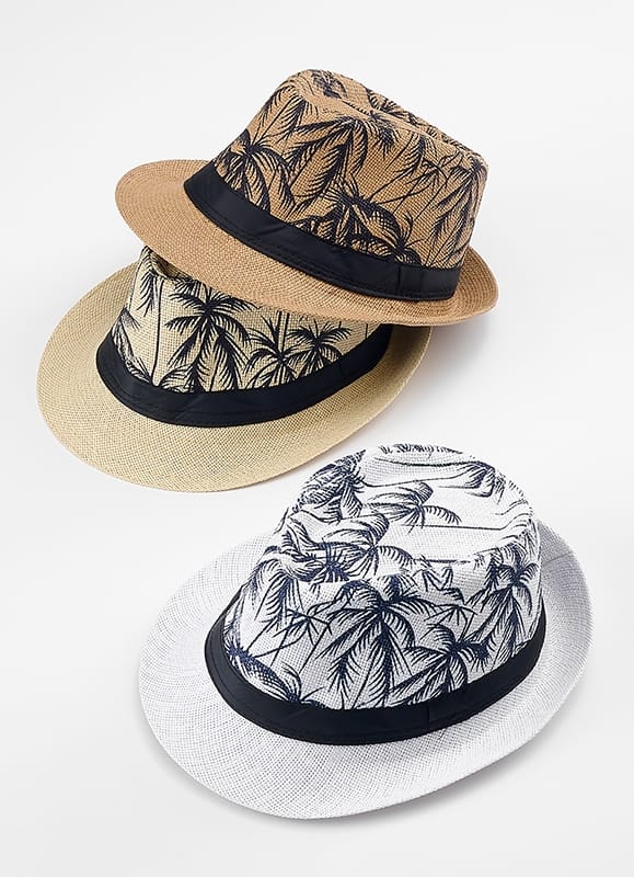 816-70945 Καπέλο ψάθινο Trilby φοίνικες (σε 3 διαφορετικά χρώματα)