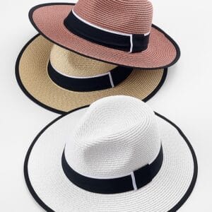 Καπέλο ψάθινο Panama Hat με μαύρη κορδέλα (σε 3 διαφορετικά χρώματα)