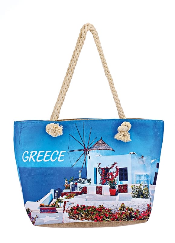 Τσάντα θαλάσσης υφασμάτινη ανεμόμυλος ''Greece'' (δύο όψεων)