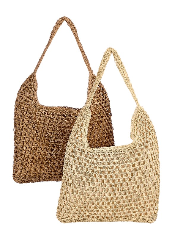 Ψάθινη τσάντα Totebag ωμού (σε 2 διαφορετικά χρώματα)