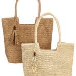 Τσάντα ψάθινη ωμού Totebag (σε 2 διαφορετικά χρώματα)
