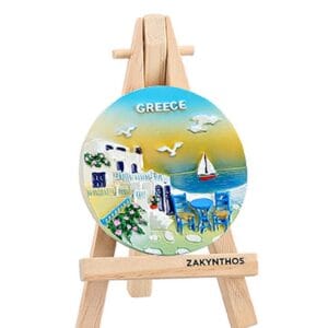 Μαγνητάκι σε καβαλέτο στρογγυλό ηλιοβασίλεμα ''Greece''