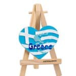 Μαγνητάκι σε καβαλέτο καρδιά ελληνική σημαία ''Greece''