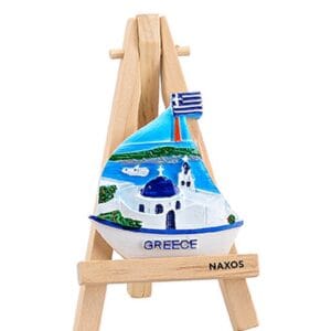 Μαγνητάκι σε καβαλέτο καράβι ελληνική σημαία ''Greece''