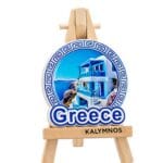 Μαγνητάκι σε καβαλέτο στρογγυλό με νησί ''Greece''