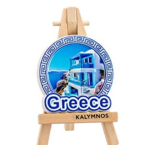 Μαγνητάκι σε καβαλέτο στρογγυλό με νησί ''Greece''