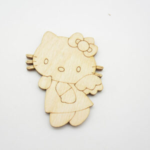 Ξύλινο hello kitty αγγελάκι σε φυσική απόχρωση