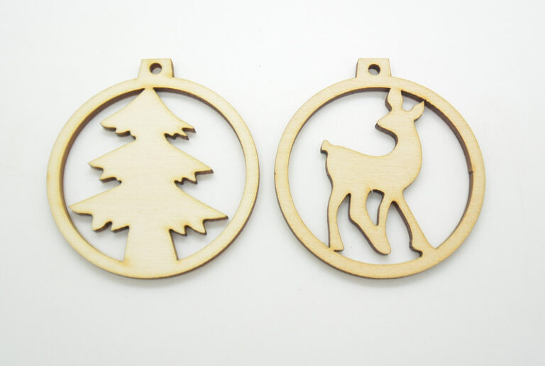 Ξύλινο Χριστουγεννιάτικο στολίδι διπλό σε φυσική απόχρωση