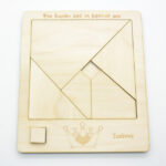 Ξύλινο παζλ Tangram με θέμα κορώνα στέμμα σε φυσική απόχρωση