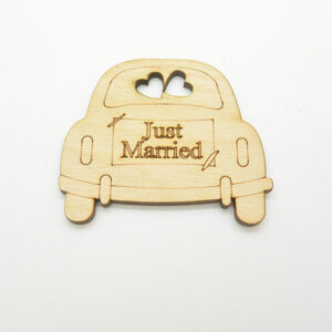 Ξύλινο αυτοκίνητο Just Married σε φυσική απόχρωση