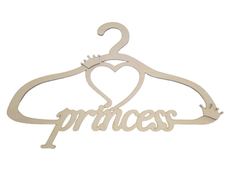 Ξύλινη Κρεμάστρα princess με θέμα κορώνα σε φυσική απόχρωση