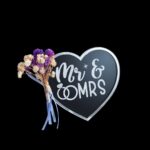Plexiglass καρδιά με χάραξη Mr & Mrs σε ασημί