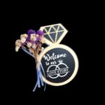 Plexiglass δαχτυλίδι με χάραξη δύο βερών και logo love story