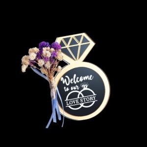 Plexiglass δαχτυλίδι με χάραξη δύο βερών και logo love story