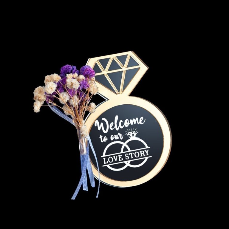 Plexiglass δαχτυλίδι με χάραξη δύο βερών και logo love story