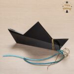 Plexiglass καράβι με διαμαντάκι και τιρκουάζ κορδέλα