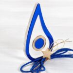 Plexiglass διακοσμητικό μάτι με χρυσό-μπλε καθρέπτη και αστέρι