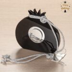 Μαύρο plexiglass γούρι ρόδι με ασημί καθρέφτη