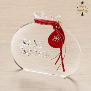 Plexiglass οβάλ ρόδι με κόκκινη βελούδινη κορδέλα