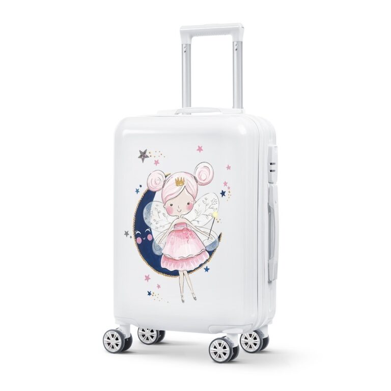 Ζωγραφιστή βαλίτσα trolley βαπτιστικών με νεράιδα στο φεγγάρι