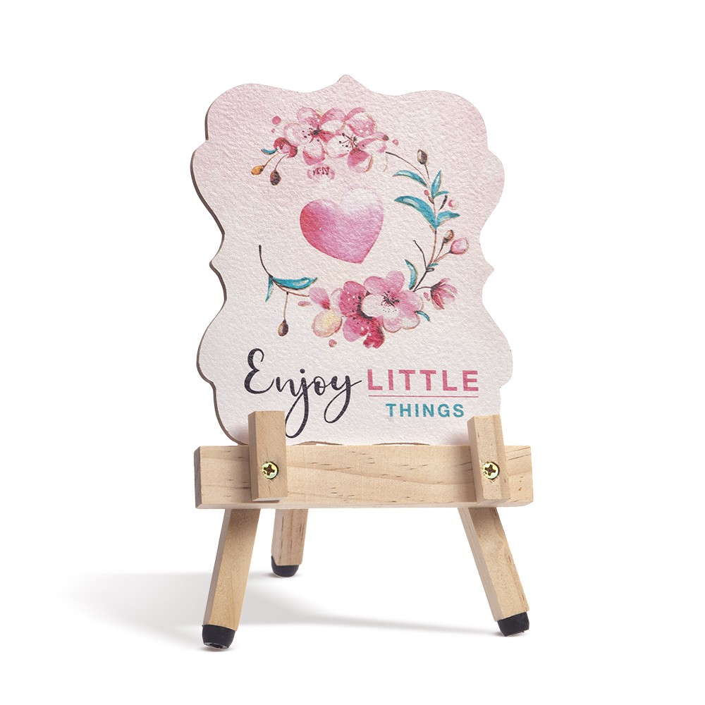 Καβαλέτο_Με_Καδράκι_Enjoy_Little_Things Ξύλινο καδράκι σε καβαλέτο με μότο Enjoy Little Things