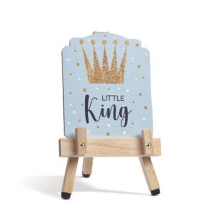 Ξύλινο καδράκι σε καβαλέτο με σχέδιο Little King σε σιέλ