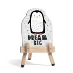Ξύλινο καδράκι με πιγκουίνο και μότο Dream Big