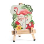 Ξύλινο καδράκι flamingo πάνω σε καβαλέτο