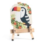 Ξύλινο καδράκι toucan πάνω σε καβαλέτο