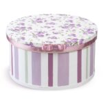 Ξύλινη καπελιέρα με φλοράλ καπάκι σε λιλά