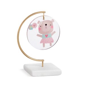 Αρκουδίνα σε ροζ αποχρώσεις σε στρογγυλό plexiglass κρεμαστό