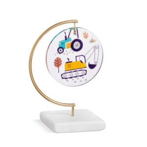 Εκσκαφέας και τρακτέρ σε στρογγυλό plexiglass κρεμαστό