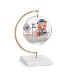 Αρκουδάκι ναυτάκι με γλάρο σε βαρκούλα σε plexiglass κρεμαστό